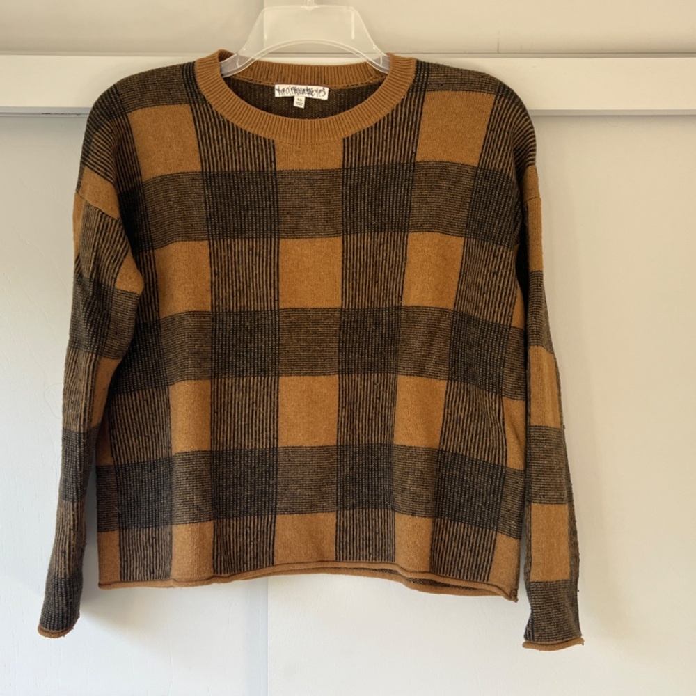 Madewell Black Golden Brown Buffalo-Style Inkcheck Plaid Sweater XS - Picture 2 of 8